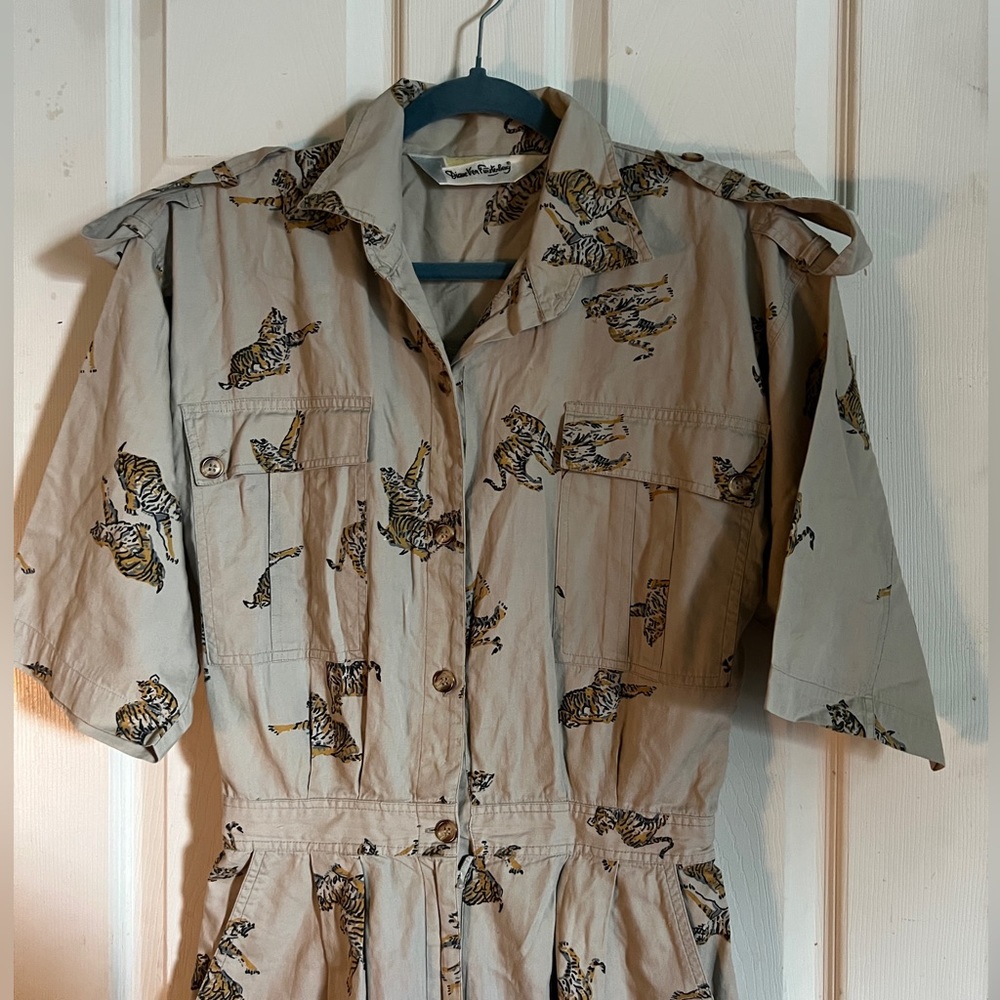 Dianne Von Furstenberg tiger print jumpsuit vintage - Picture 3 of 11